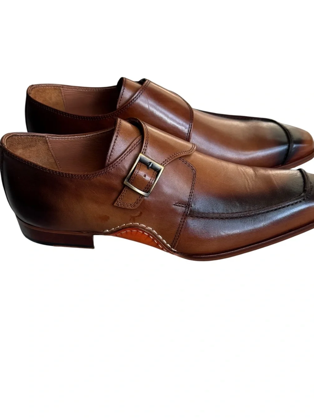 New Vinci Hagrid Tan Leather Single Monk Strap Handmade Men Shoe 44 EU (10.5/11)